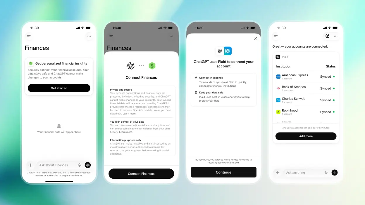 screenshots of chatgpt personal finance experience