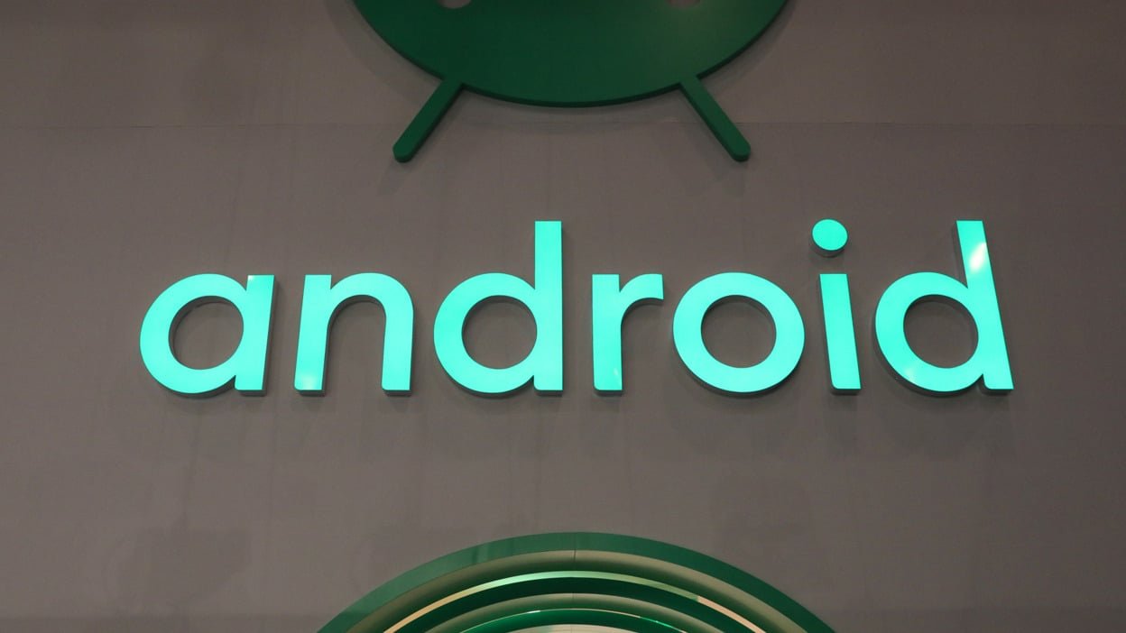 A logo at the entrance to the Google Inc. Android stand on the opening day of the MWC Barcelona