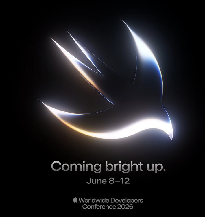 Apple invite in the form of a dove logo that says "Coming bright up" underneath it