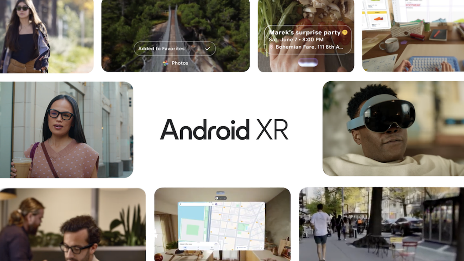 collage of images with the text android xr in center