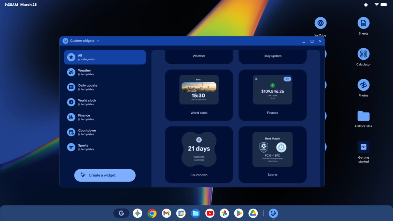 the home screen on a googlebook laptop